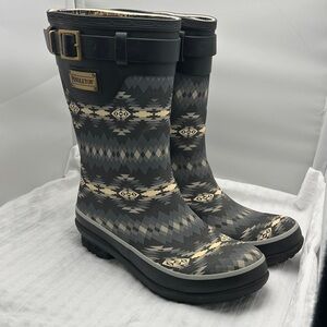 Pendleton Black & Gray Geometric Pattern Rain Boots